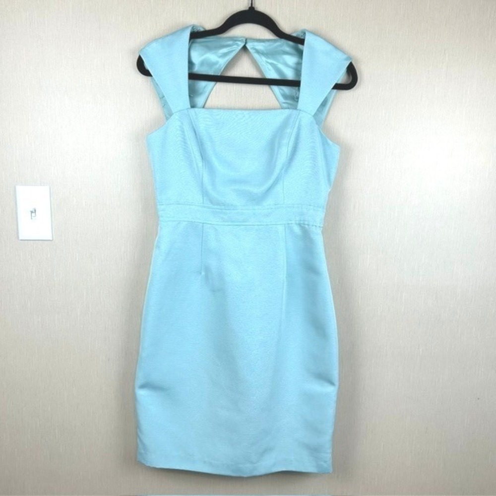 Adrianna Papell Sheath Dress Light Blue Cutout Back Women Size 4